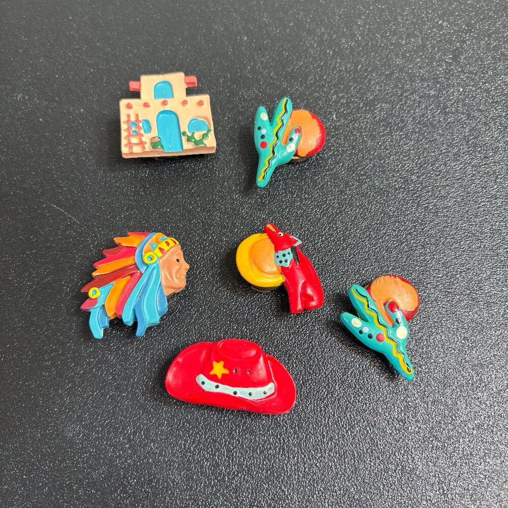 Set of 6 Whimsical Vintage South Western Button Covers New Mexico